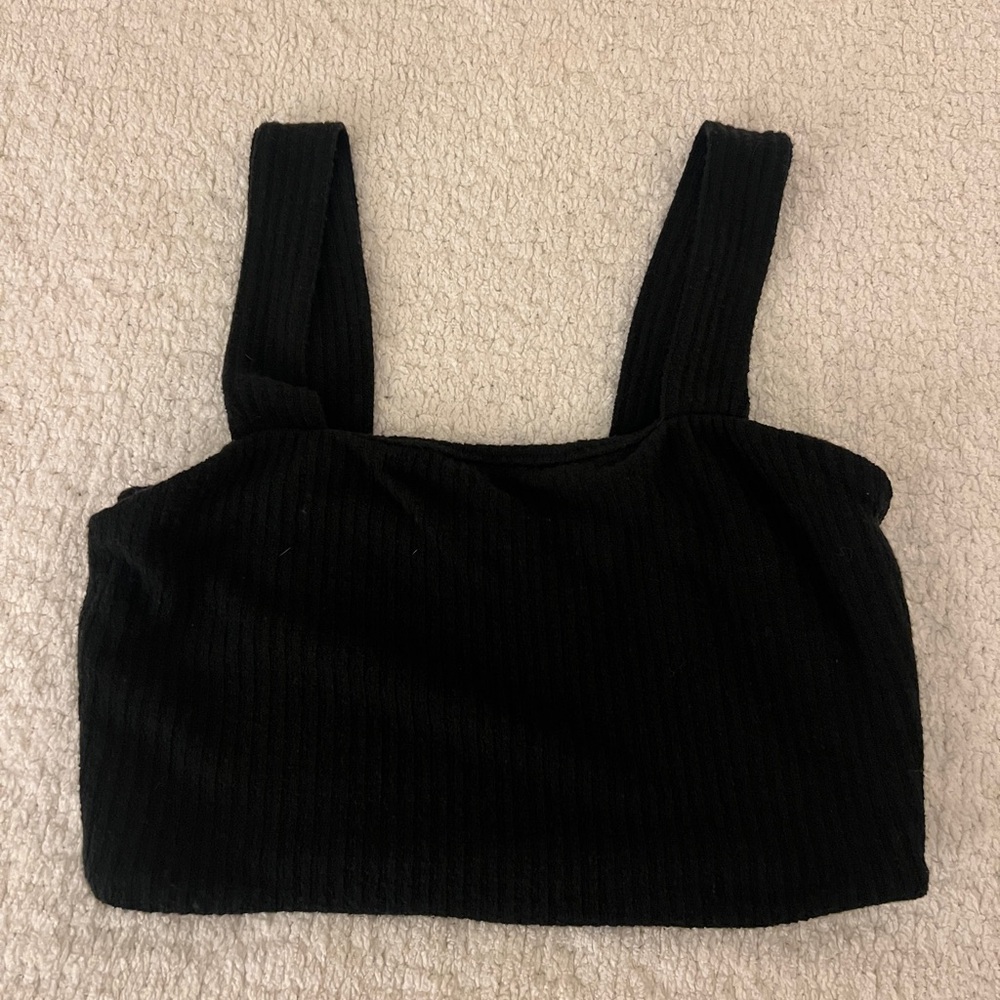 Black Ribbed Women's Top